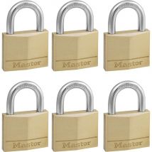 Masterlock Solid Brass Padlock Pack of 6 Keyed Alike 40mm Standard