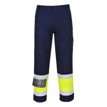 Modaflame Mens Flame Resistant Hi Vis Trousers Yellow / Navy 2XL 34"