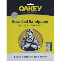 Oakey Glasspaper Sandpaper Medium Pack of 5