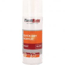 Plastikote Trade Quick Dry Acrylic Spray Paint Gloss White 400ml