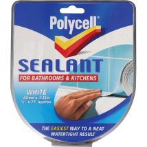 Polycell White Sealant Strip for Bathroom and Kitchen 22mm