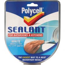 Polycell White Sealant Strip for Bathroom and Kitchen 41mm