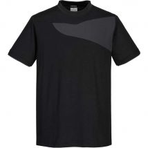 Portwest PW2 Mens Cotton Comfort T Shirt Black / Zoom Grey 3XL