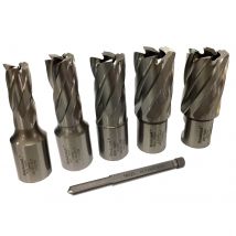 Rotabroach 5 Piece Raptor Mag Drill Hole Cutter Set and Pilot