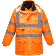 Oxford Weave 300D Class 3 Hi Vis GO/RT 7-in-1 Traffic Jacket Orange 4XL