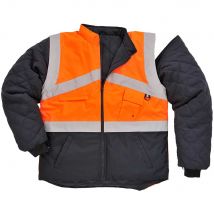 Oxford Weave 300D Class 1:2 Hi Vis 2-Tone Reversible Jacket Orange / Navy 2XL