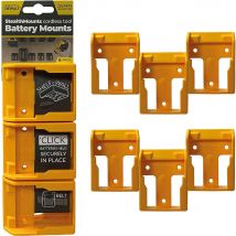Stealth Mounts 6 Pack Battery Mounts for DeWalt 18-54V XR Tools Yellow