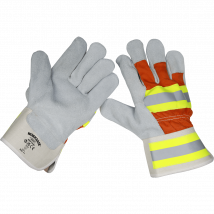 Sealey Reflective Hi Vis Rigger Gloves Grey / Orange One Size Pack of 1