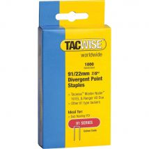 Tacwise 91 Divergent Point Staples 22mm Pack of 1000