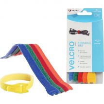 Velcro Adjustable Ties Multicoloured 12mm 200mm Pack of 5
