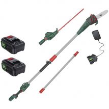 Webb Eco WEV20PSHT 20v Cordless Long Reach Hedge Trimmer 500mm and Pruner Attachment 2 x 4ah Li-ion Battery Charger