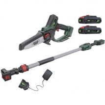 Webb Eco WEV20EXTPS 20v Cordless Pruning Saw 150mm with Extension Pole 2 x 2ah Li-ion Battery Charger
