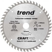 Trend CRAFTPRO Panel Trimming Plunge Saw Blade 165mm 48T 20mm