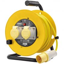 Draper Twin Socket Cable Extension Reel 110v 25m