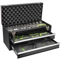 Siegen 2 Drawer Tool Chest + 90 Piece Tool Kit Black
