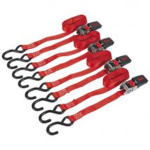 Sealey Ratchet Tie Downs Polyester Webbing 25mm 4m 800kg