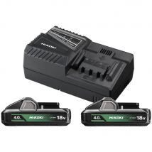 Hikoki - Hitachi - Pack de 2 Batteries 4.0Ah compact BSL1840M et 1 Chargeur UC18YFSL - UC18YFSLWEZ - Toomanytools