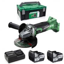 Hikoki - Hitachi - Meuleuse sans fil Batterie 18V ø125mm 2x5.0Ah avec coffret de transport - G18DSL2WUZ - Toomanytools