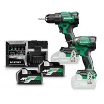 Hikoki - Hitachi - Pack 2 machines Batterie 18V perceuse 70Nm DS18DE & visseuse 175NM WH18DE 2x5.0 Ah avec coffret Hit-case - KC18DEWAZ - Toomanytools