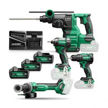 Hikoki - Hitachi - Pack 4 machines 18V avec batteries 3x5.0 Ah et chargeur DS18DE + WH18DC + DH1826DA + G1813DA - KC18DEWHZ - Toomanytools