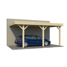 Carport adossable toit plat Dardilly - 21.79 m² couvert - Surface intérieure 13,65 m² - Bois brut - Toit plat - - - Assemblage par vissage -