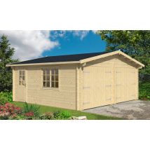 Garage DAX madriers 70mm contrecollés - 27.8m² intérieur - Surface intérieure 27.83 m² - Bois brut - Double pente - - Double vitrage 4/6/4mm - -
