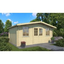Abri de jardin MALAGA 44 mm - 17,21m² intérieur - Double pente - Porte Double - Touschalets