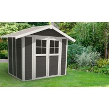 Abri de jardin PVC Déco 4,9m2 PMMA Grosfillex gris foncé - Double pente - Porte Double - Touschalets