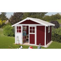 Abri de jardin PVC Déco 7.5m2 Grosfillex rouge PMMA - Double pente - Porte Double - Touschalets