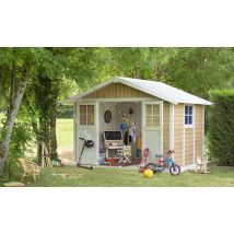 Abri de jardin PVC Déco 7.5m2 Grosfillex Sherwood - Double pente - Porte Double - Touschalets