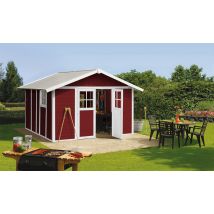 Abri de jardin PVC Déco 11 m2 Grosfillex PMMA rouge - Double pente - Porte Double - Touschalets