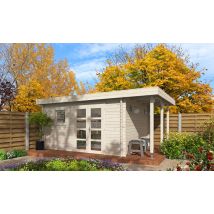 Abri de jardin Marseille 11 appentis 44mm - 11.10m² intérieur - Toit plat - Double porte vitrée - Touschalets