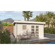 Abri de jardin Marseille 9 44mm - 8.8m² intérieur - Toit plat - Double porte vitrée - Touschalets