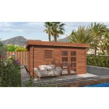 Abri de jardin Marseille 9 autoclave 44mm - 8.8m² intérieur - Toit plat - Double porte vitrée - Touschalets