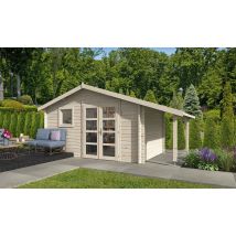 Abri de jardin AUBAGNE 9 appentis - 44mm - 8.81m² intérieur - Double pente - Double porte vitrée - Touschalets