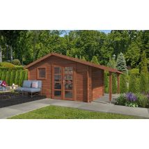 Abri de jardin autoclave AUBAGNE 9 appentis - 44 mm - 8.81m² intérieur - Double pente - Double porte vitrée - Touschalets