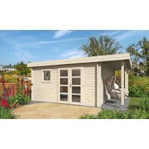 Abri de jardin Marseille 15 appentis 44mm - 14.53m² intérieur - Toit plat - Double porte vitrée - Touschalets
