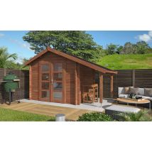 Abri de jardin autoclave AUBAGNE 5 appentis 44 mm - 4.40m² intérieur - Double pente - Double porte vitrée - Touschalets