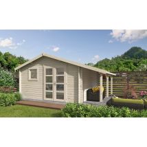Abri de jardin AUBAGNE 11 appentis - 44 mm - 11.10m² intérieur - Double pente - Double porte vitrée - Touschalets