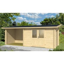 Abri de jardin TARBES 44mm - 6,3m² intérieur + 4,9m² - Toit monopente - Double porte semi-vitrée - Touschalets
