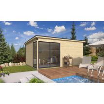 Pool house toit plat Baléo 5 madriers 28/44mm - 19m2 intérieur
