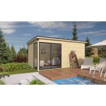 Pool house en bois Baléo 4 madriers 28 mm - 14.50m2 intérieur