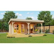 Abri de jardin PELISSANNE 44mm - 17.78m² intérieur + 15.96 m² - Toit monopente - Double porte vitrée - Touschalets