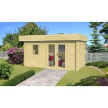 Abri de jardin NEW YORK 9F 44mm - 7.48m² - Toit plat - Double porte vitrée - Touschalets
