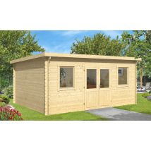Abri de jardin MILLAU 44 mm - 17,21m² intérieur - Toit monopente - Double porte vitrée - Touschalets