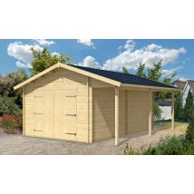 Garage NANTES 44mm - 18,6m² intérieur - Surface intérieure 18.55 m² - Bois brut - Double pente - - Double vitrage 4/6/4mm - - Touschalets - Bois
