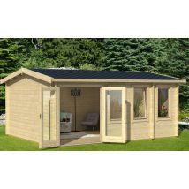 Abri de jardin PALERME 44 - 44mm - 19,2m² intérieur - Double pente - Double porte vitrée - Touschalets