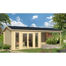Abri de jardin ORLEANS 44 mm - 12,3m² intérieur + 12,3m² - Double pente - Double porte vitrée - Touschalets