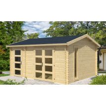 Abri de jardin CARROZ 44 mm - 15.56 m² intérieur - Double pente - Double porte vitrée - Touschalets