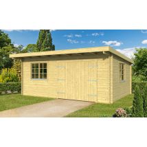 Garage Atelier Leucate A 44mm - 22.15m² intérieur - Surface intérieure 22.15 m² - Bois brut - Toit monopente - - Double vitrage 4/6/4mm - -